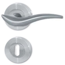 Door handle METAL EXTRA PLUS with rosace ROYAL STEEL RSR 01 - ME